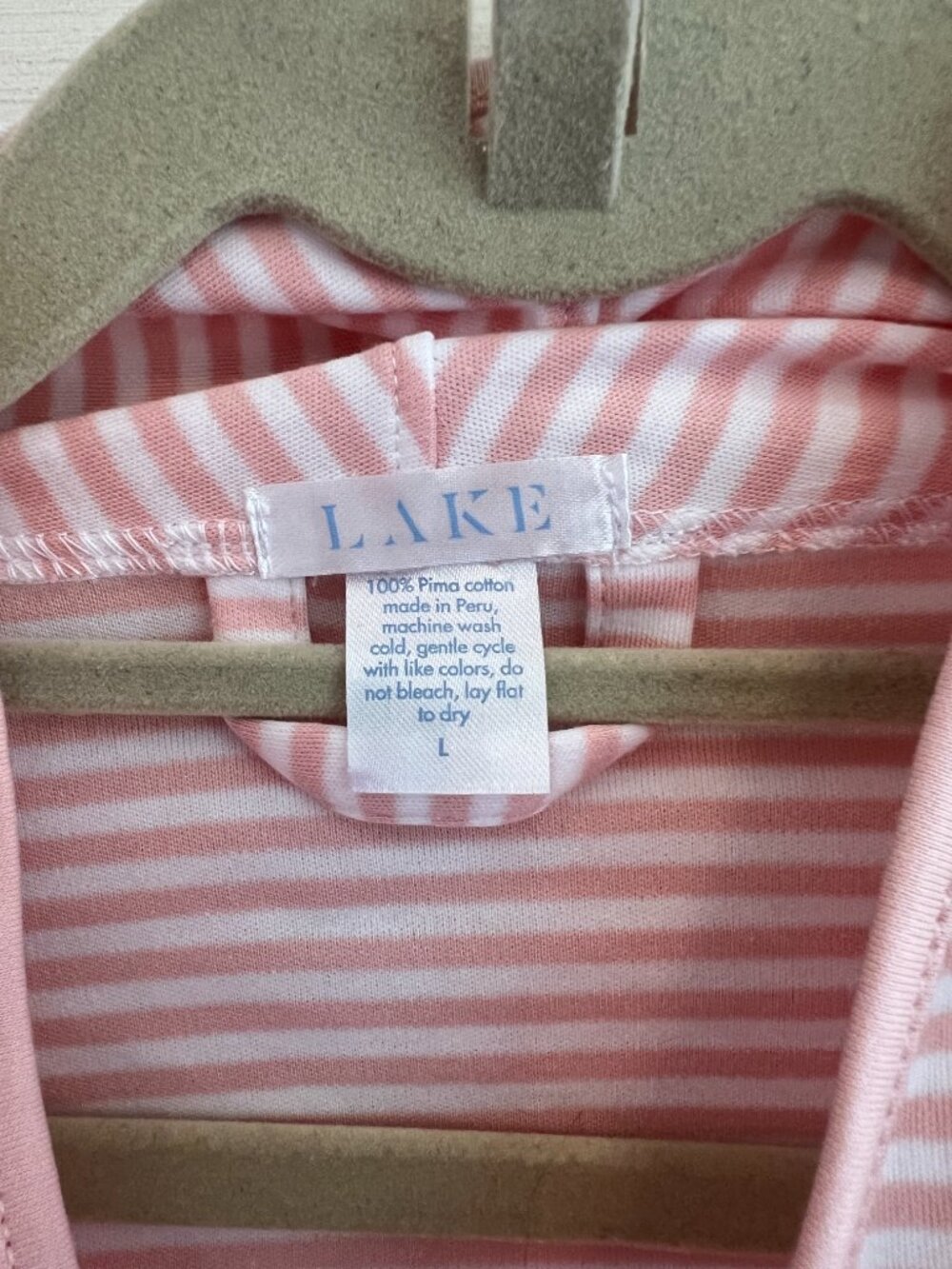Lake Pink Stripe Robe size L NWOT - Picture 3 of 3